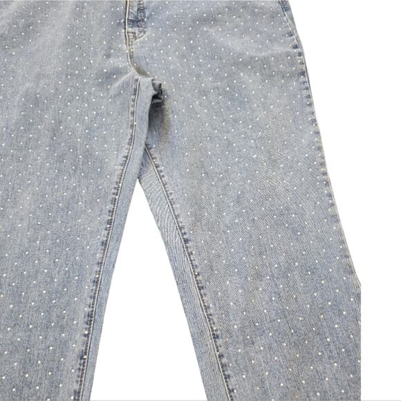 Rebecca Minkoff Light Blue Denim‎ Crystal Studded Straight Jeans Plus 18 20 NEW - Picture 5 of 12